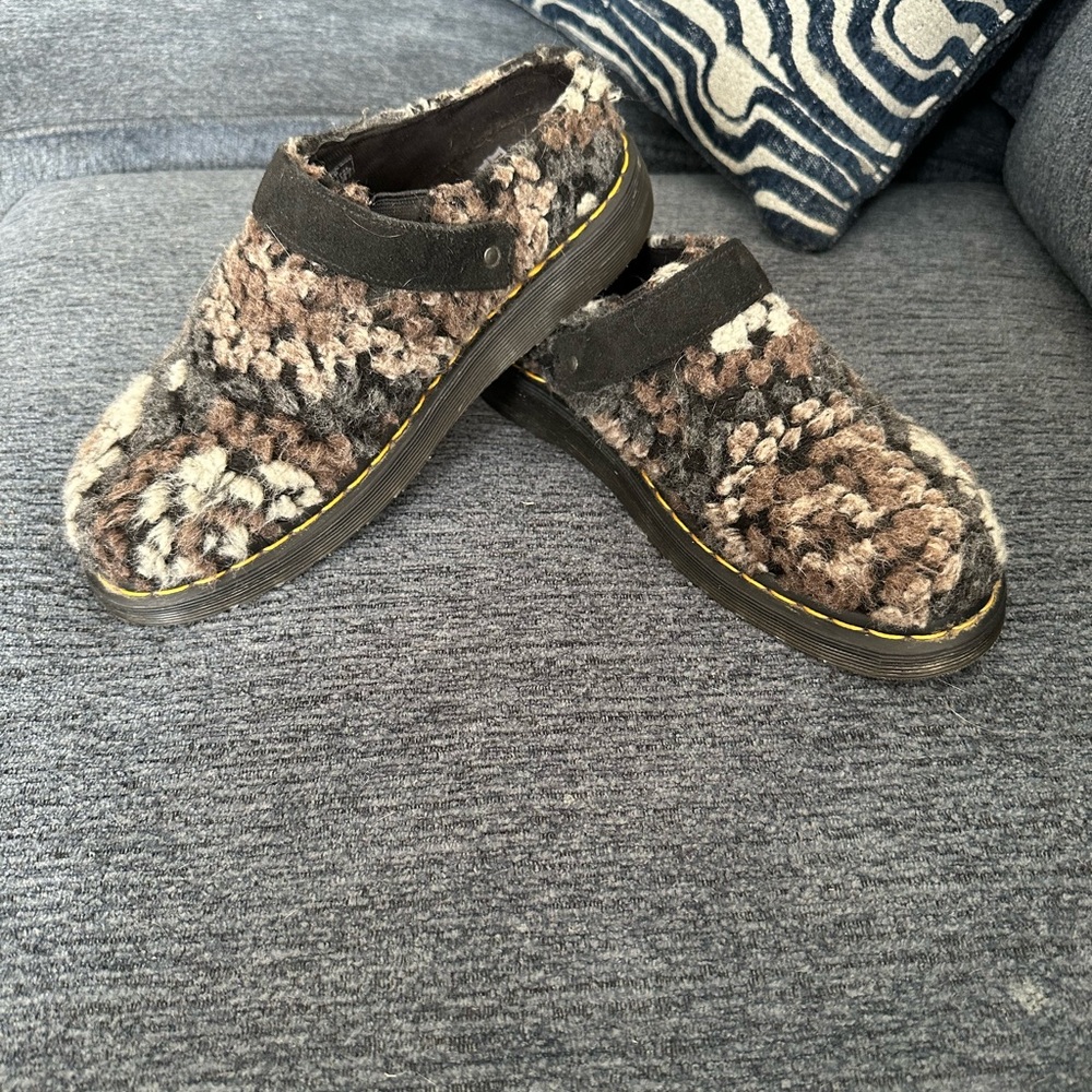 Dr. Martens Brown and Cream Mules